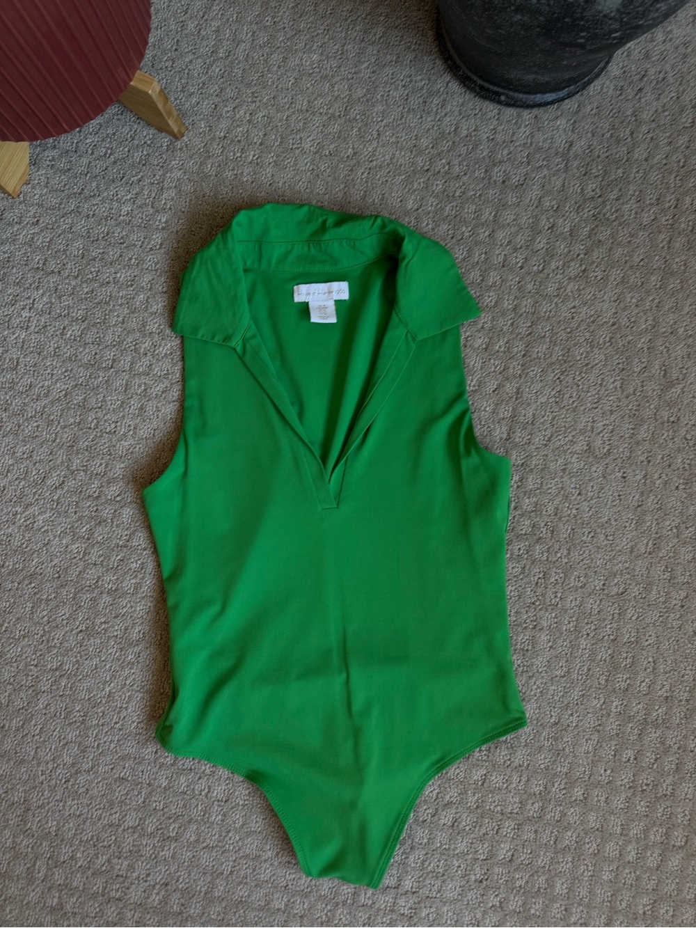 House of Harlow 1960 Sleeveless Green Collared One-Piece Bodysuit